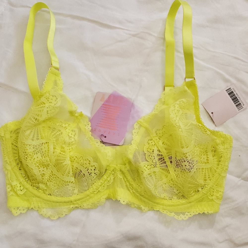SAVAGExFENTY Lemongrass Lace UnlinedDemi Bra 34DDD